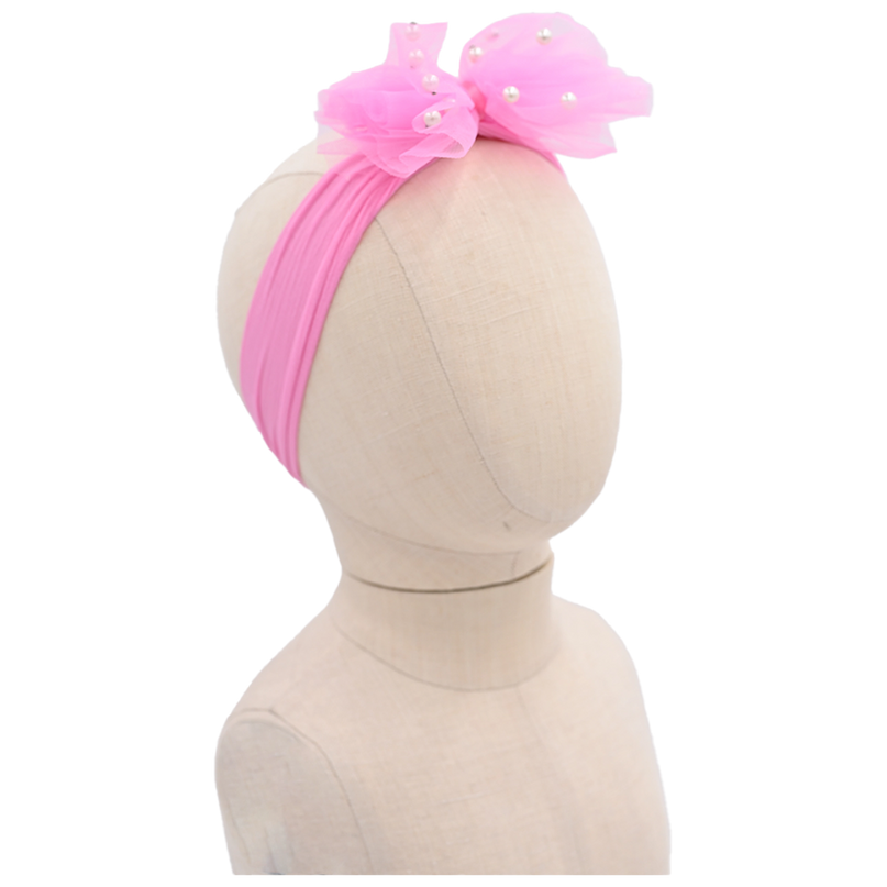Multicolored Tulle Pearl Ribbon Headband