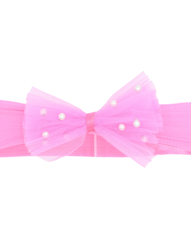 Multicolored Tulle Pearl Ribbon Headband