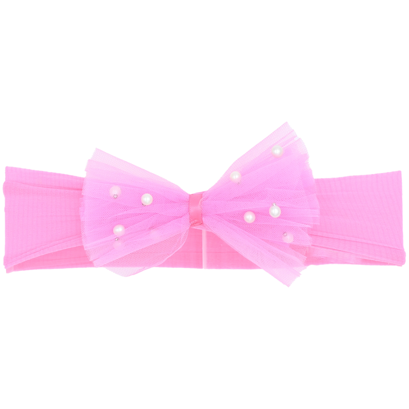 Multicolored Tulle Pearl Ribbon Headband
