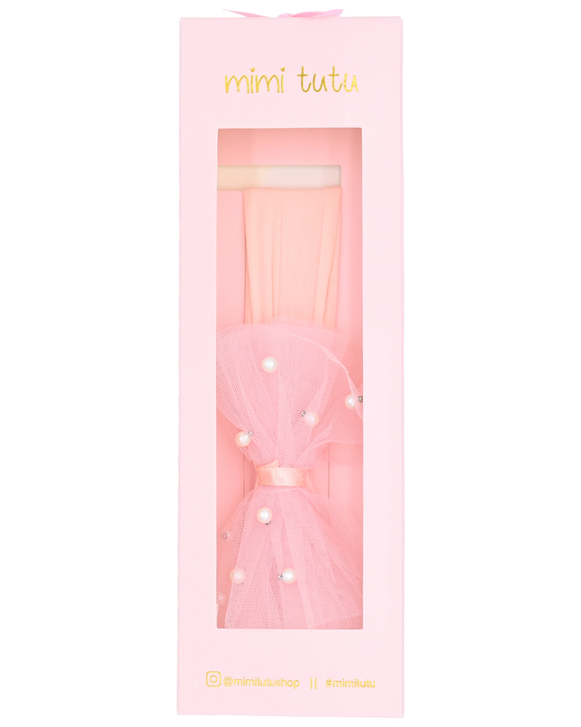Multicolored Tulle Pearl Ribbon Headband