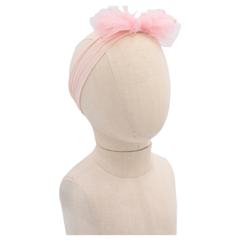 Multicolored Tulle Pearl Ribbon Headband