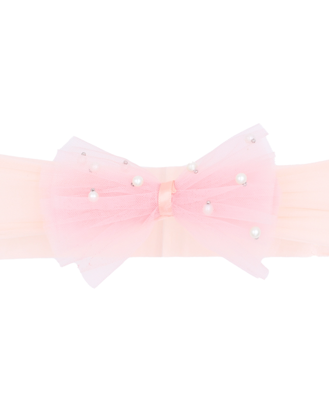 Multicolored Tulle Pearl Ribbon Headband