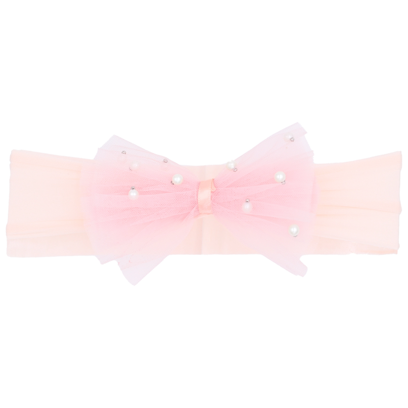 Multicolored Tulle Pearl Ribbon Headband
