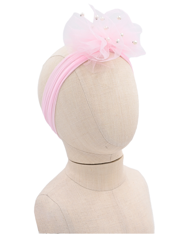 Multicolored Tulle Pearl Ribbon Headband