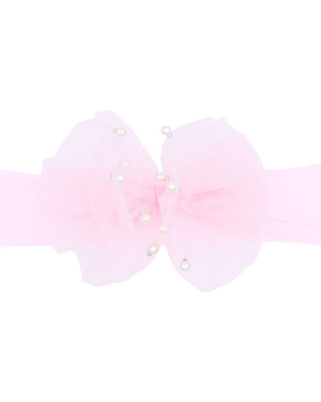 Multicolored Tulle Pearl Ribbon Headband