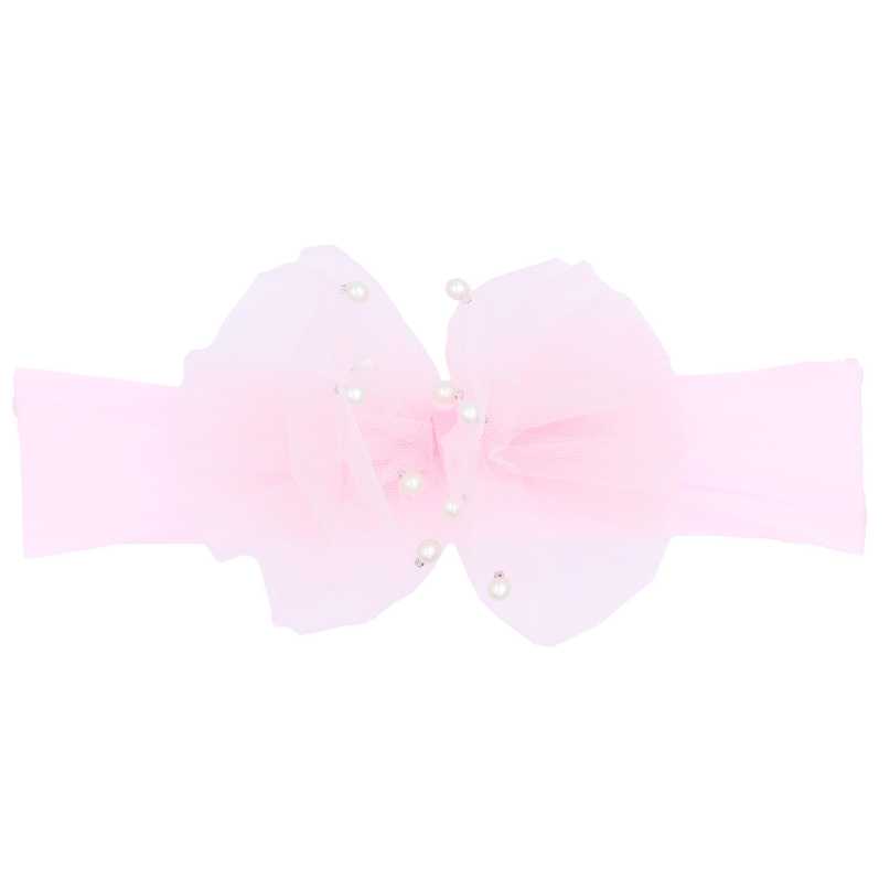 Multicolored Tulle Pearl Ribbon Headband