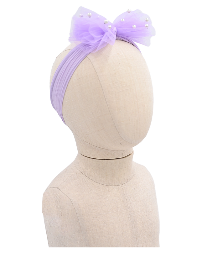 Multicolored Tulle Pearl Ribbon Headband