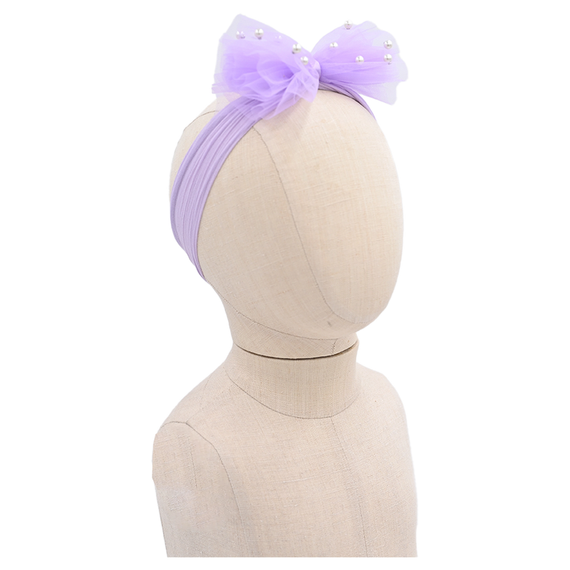 Multicolored Tulle Pearl Ribbon Headband