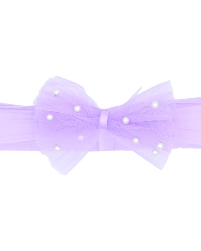 Multicolored Tulle Pearl Ribbon Headband