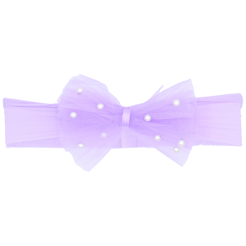 Multicolored Tulle Pearl Ribbon Headband