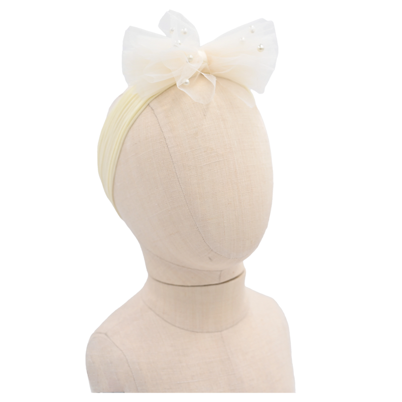 Multicolored Tulle Pearl Ribbon Headband