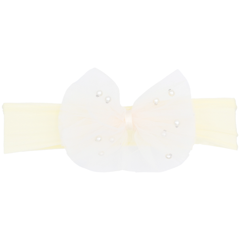 Multicolored Tulle Pearl Ribbon Headband