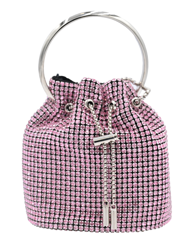 Pink Rhinestone Chain Buckle Purse