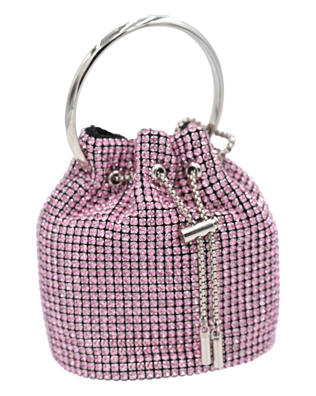 Pink Rhinestone Chain Buckle Purse