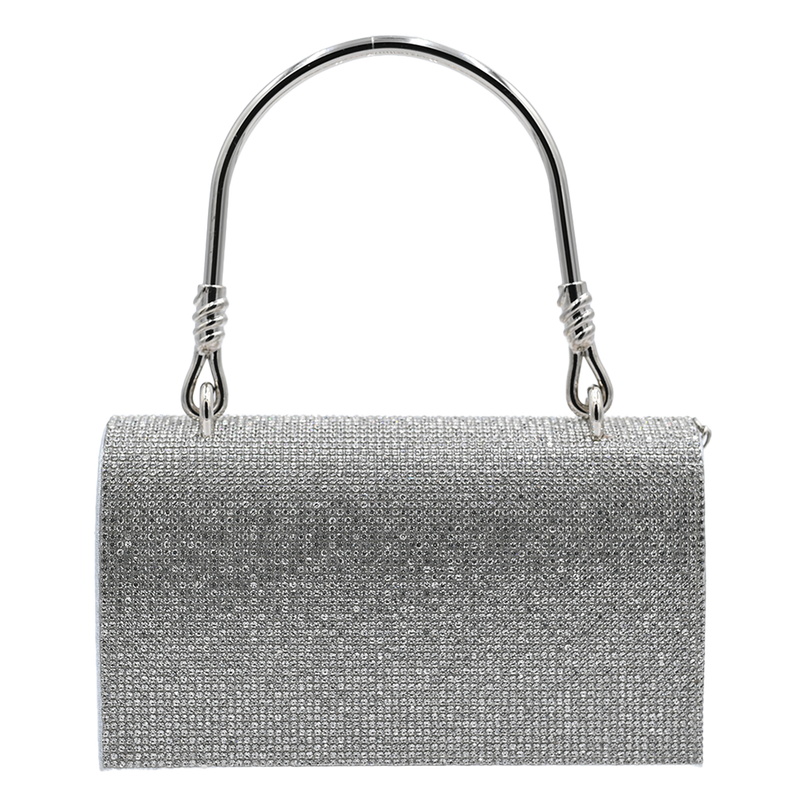 Silver Rhinestone Foldover Handbag