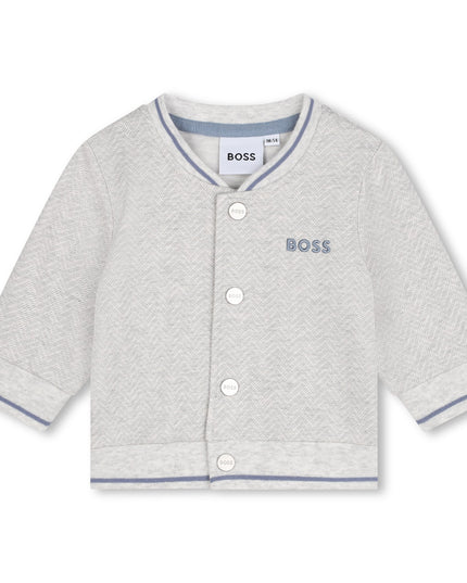 Grey Logo Cardigan Outfit