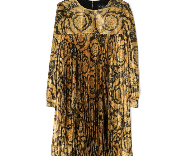 green emerald velvet dress Versace Jeans Couture Black Gold Baroque-Print Fitted T-Shirt Dress