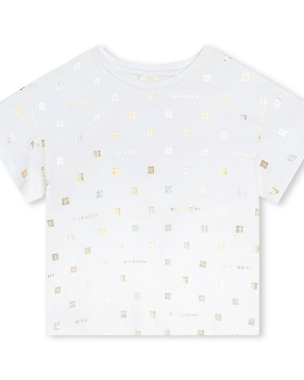 givenchy-h30076-10p-kg-White All Over Logo Print T-Shirt