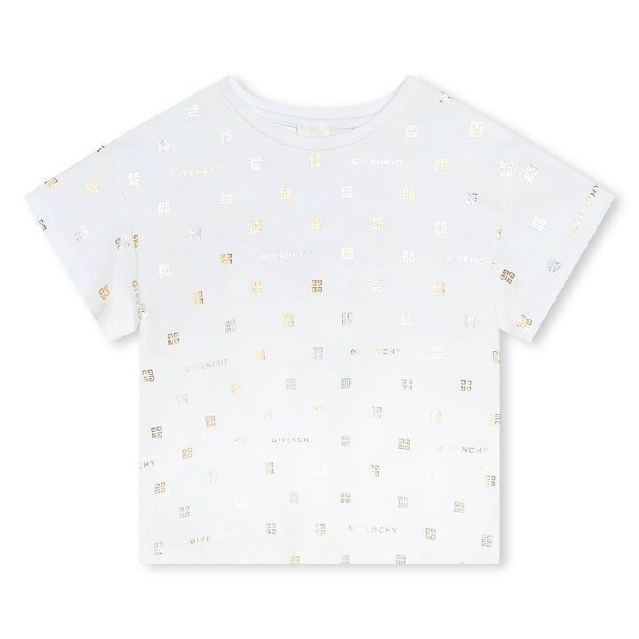 givenchy-h30076-10p-kg-White All Over Logo Print T-Shirt