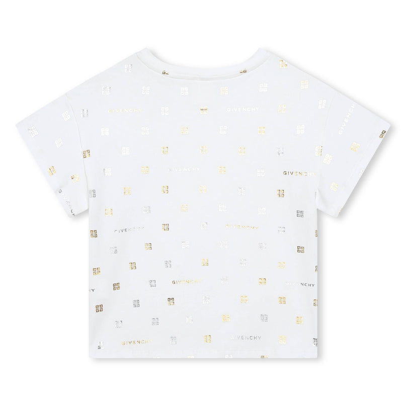 givenchy-h30076-10p-kg-White All Over Logo Print T-Shirt