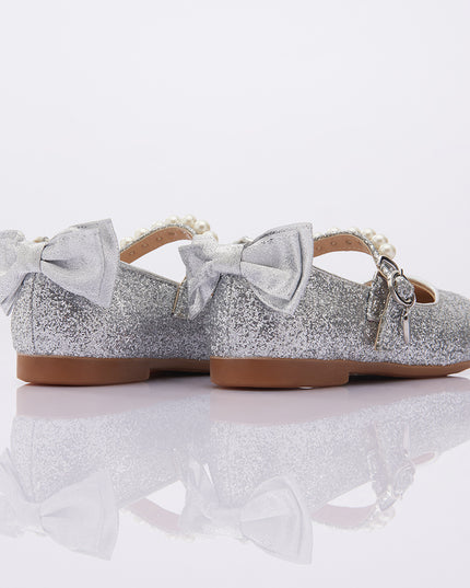 SIlver Glitter Bow Flats
