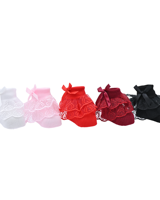 Laced Ribbon Bow Socks Set