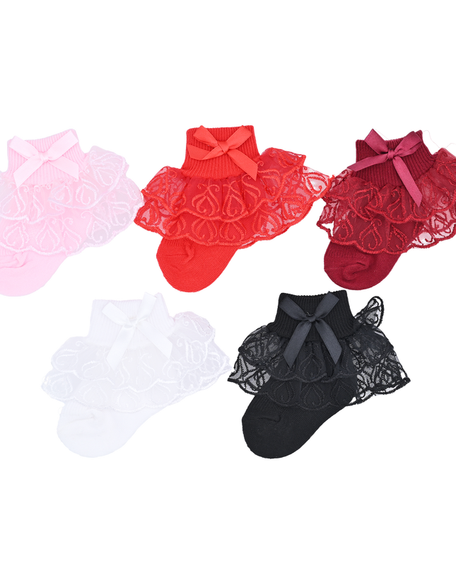 Laced Ribbon Bow Socks Set