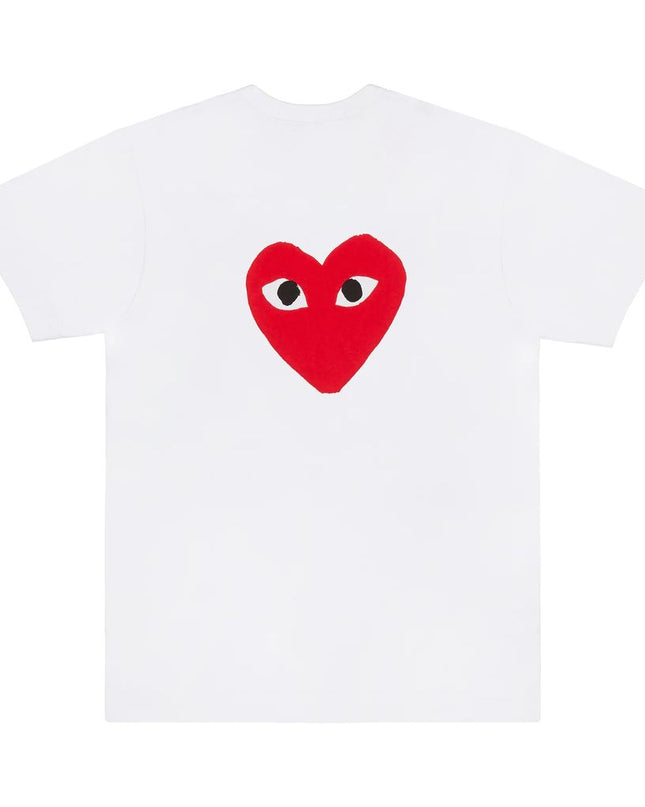 White Heart Print Front/Back T-Shirt
