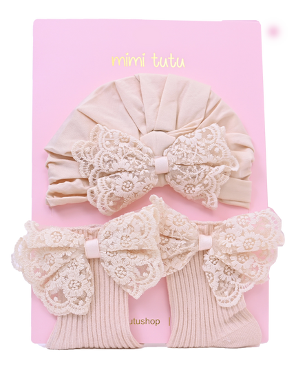 Beige Lace Bow Gift Set