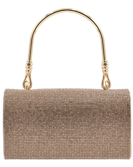 Gold Rhinestone Foldover Handbag