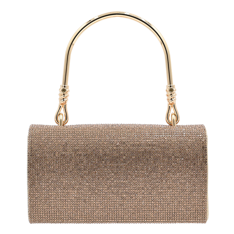 Gold Rhinestone Foldover Handbag