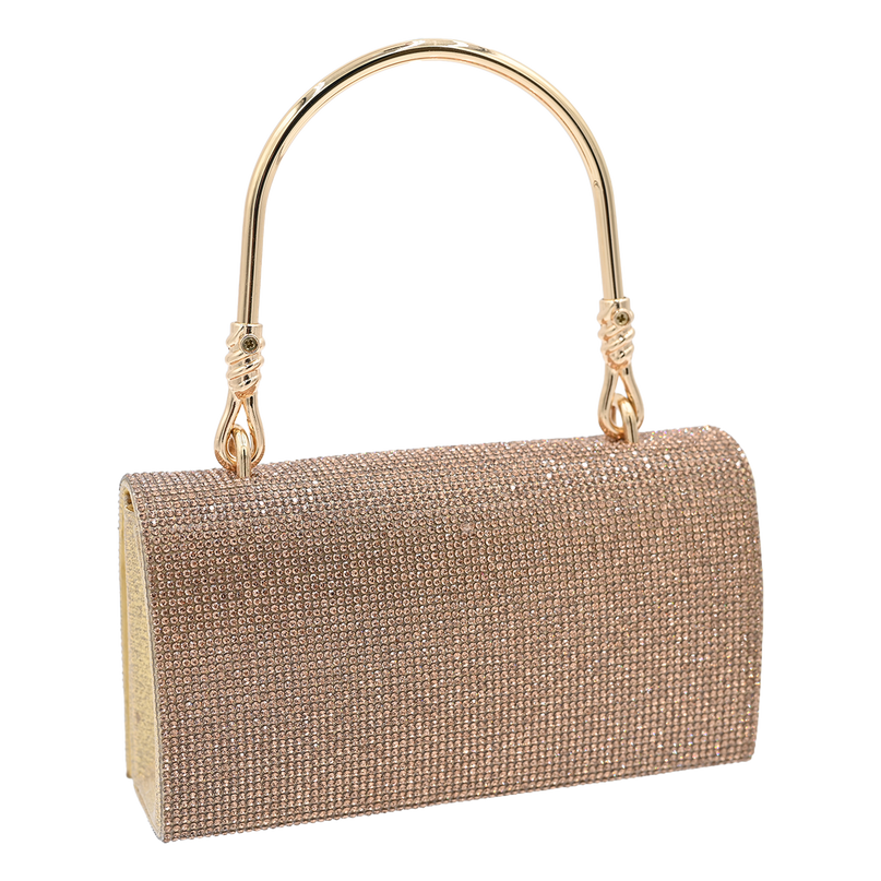 Gold Rhinestone Foldover Handbag