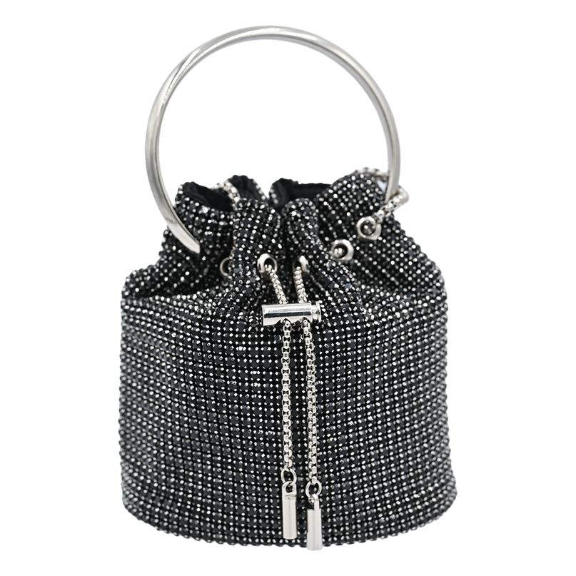 Black Rhinestone Chain Buckle Purse