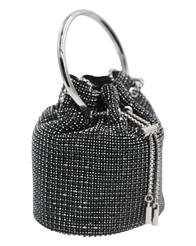 Black Rhinestone Chain Buckle Purse