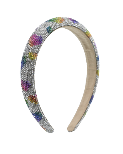 Multicolor Rhinestone Rainbow Heart Headband