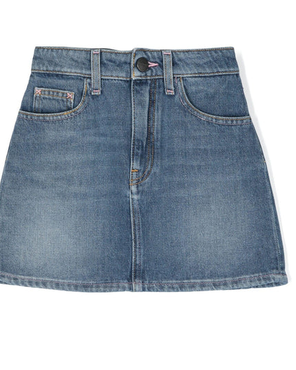 palm-angels-pgyf001s24den0014534-Blue Overlogo Denim Skirt