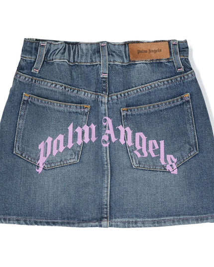 palm-angels-pgyf001s24den0014534-Blue Overlogo Denim Skirt