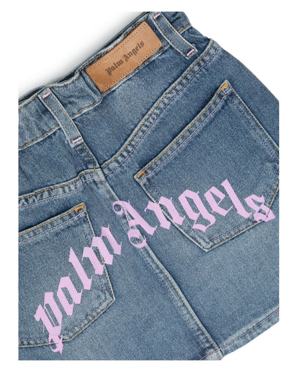 palm-angels-pgyf001s24den0014534-Blue Overlogo Denim Skirt