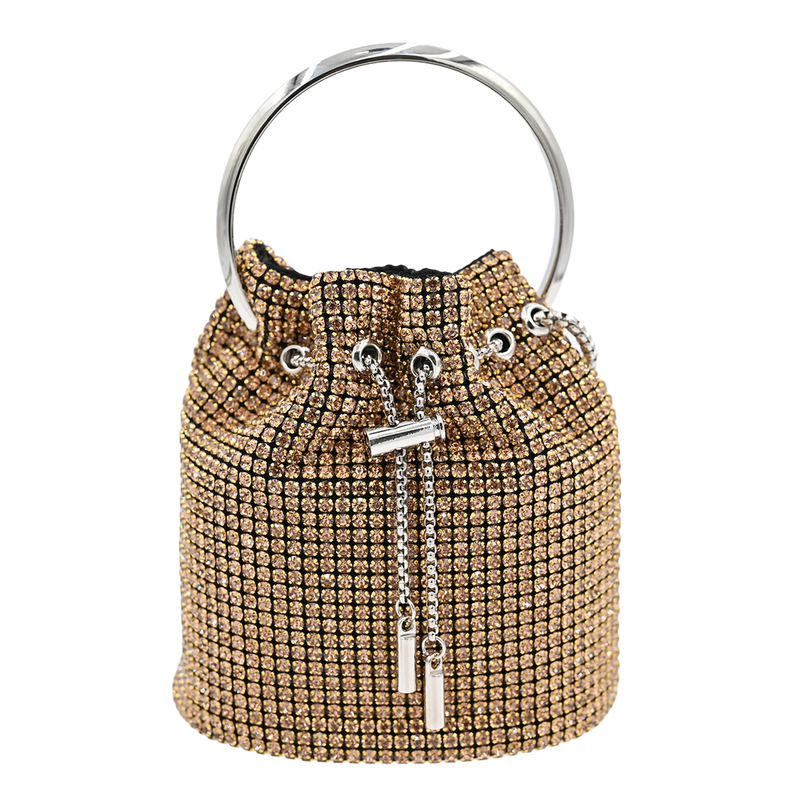 Gold Rhinestone Chain Buckle Purse