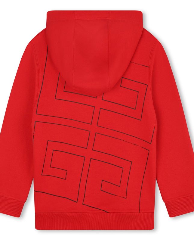 Red Hooded Logo Print Hoodie