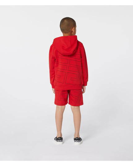 Red Hooded Logo Print Hoodie