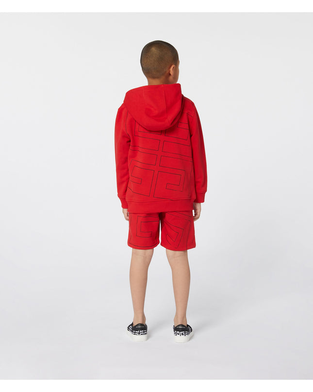 Red Hooded Logo Print Hoodie