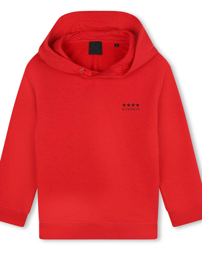 Red Hooded Logo Print Hoodie