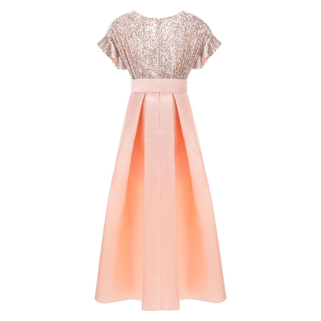 Peach Arcola Glimmer Tulle Gown