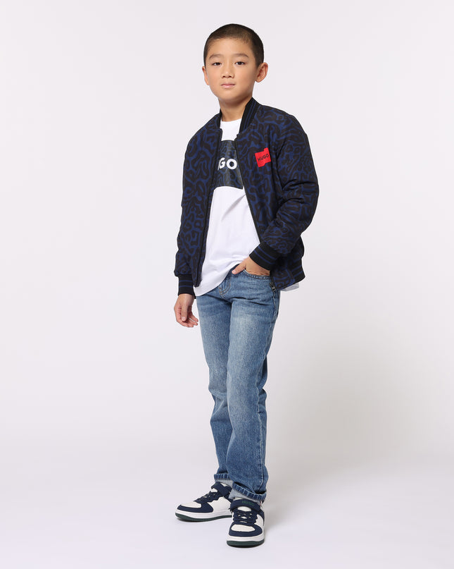 HUGO-G00149-N68-WHITE  NAVY-SHORT SLEEVES TEE-SHIRT
