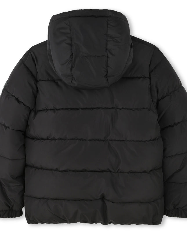 Black Hooded Logo Puffer Jacket