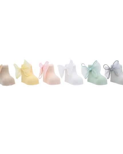 Cotton Tulle Bow Socks Set