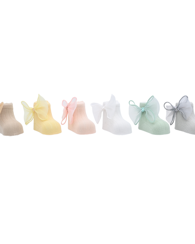 Cotton Tulle Bow Socks Set