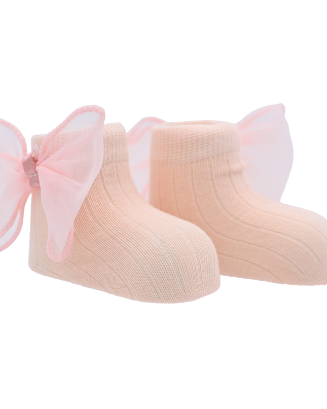 Cotton Tulle Bow Socks Set
