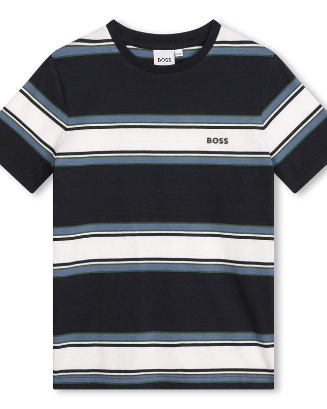boss-j50721-v98-kb-Blue Cotton Striped T-Shirt